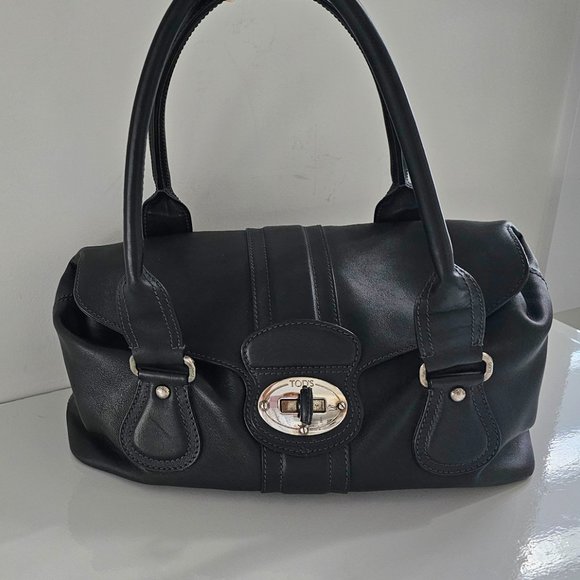 TOD'S Handbag Leather BLK Solid Color - Picture 2 of 14